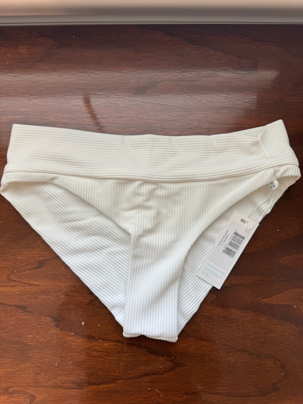 Frankie's Bikinis Gavin White Ribbed Cheeky Bikini Bottom